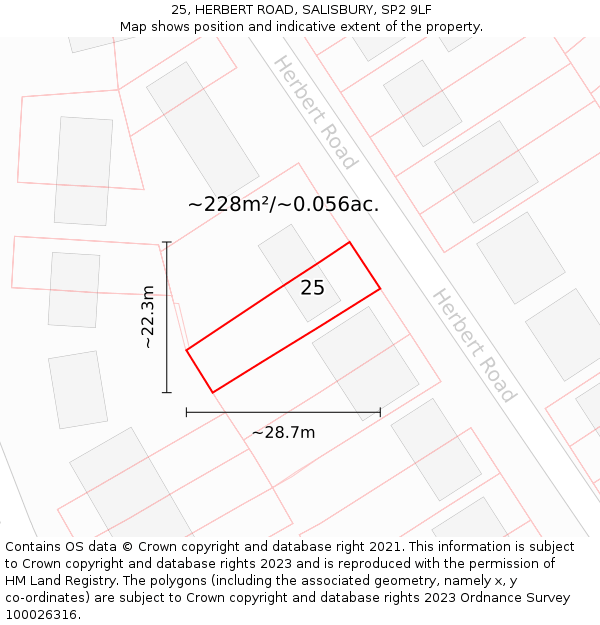 25, HERBERT ROAD, SALISBURY, SP2 9LF: Plot and title map