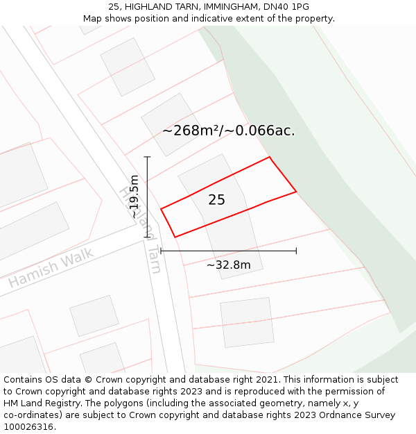 25, HIGHLAND TARN, IMMINGHAM, DN40 1PG: Plot and title map