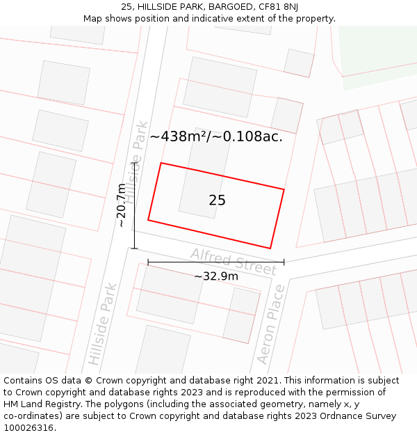 25, HILLSIDE PARK, BARGOED, CF81 8NJ: Plot and title map