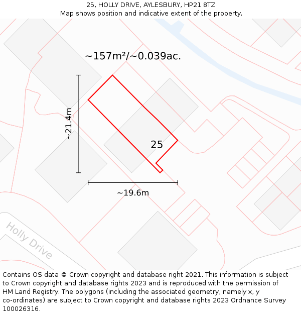 25, HOLLY DRIVE, AYLESBURY, HP21 8TZ: Plot and title map