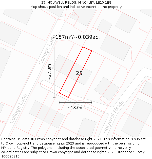 25, HOLYWELL FIELDS, HINCKLEY, LE10 1EG: Plot and title map