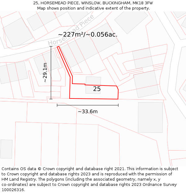 25, HORSEMEAD PIECE, WINSLOW, BUCKINGHAM, MK18 3FW: Plot and title map