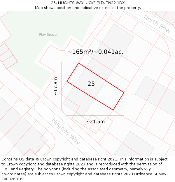 25, HUGHES WAY, UCKFIELD, TN22 1DX: Plot and title map