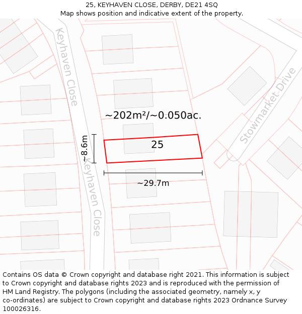 25, KEYHAVEN CLOSE, DERBY, DE21 4SQ: Plot and title map