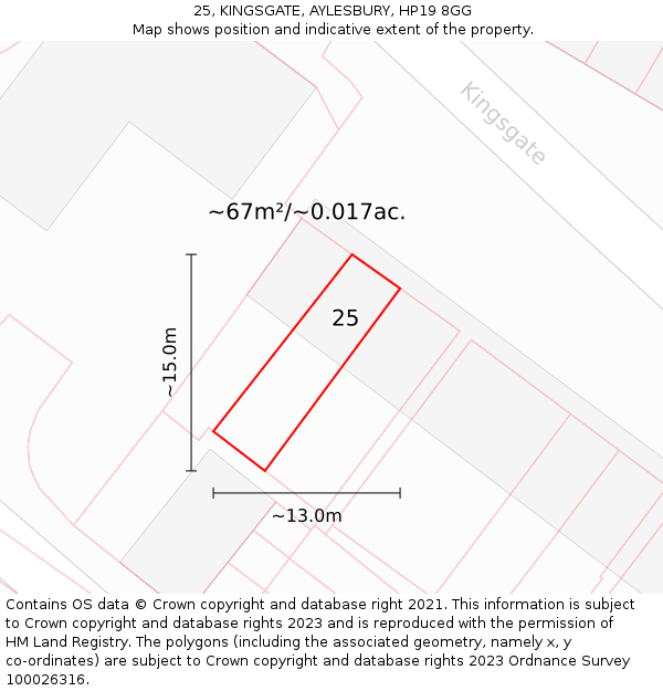 25, KINGSGATE, AYLESBURY, HP19 8GG: Plot and title map
