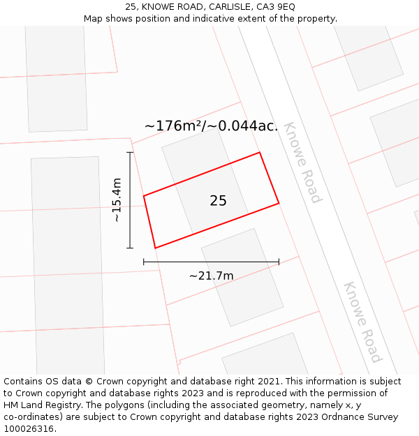 25, KNOWE ROAD, CARLISLE, CA3 9EQ: Plot and title map