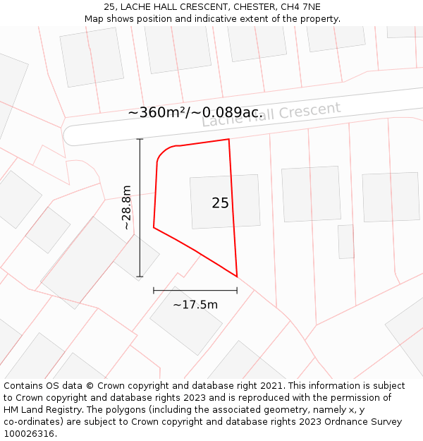 25, LACHE HALL CRESCENT, CHESTER, CH4 7NE: Plot and title map