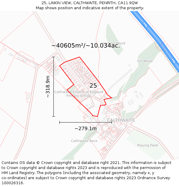 25, LAIKIN VIEW, CALTHWAITE, PENRITH, CA11 9QW: Plot and title map
