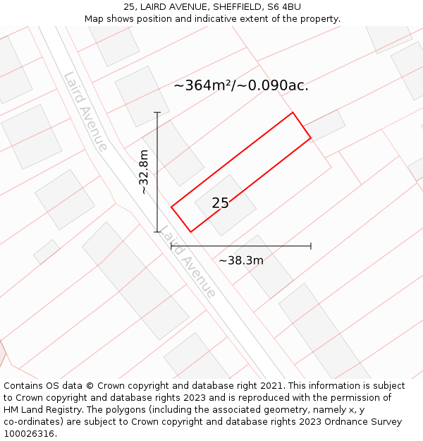25, LAIRD AVENUE, SHEFFIELD, S6 4BU: Plot and title map