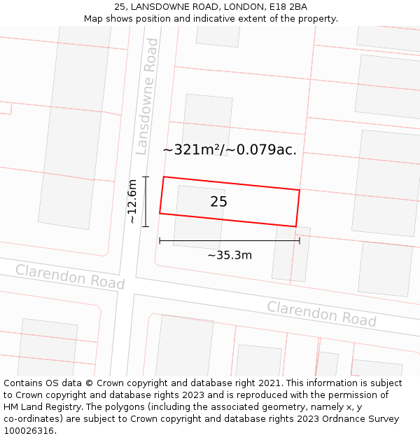 25, LANSDOWNE ROAD, LONDON, E18 2BA: Plot and title map