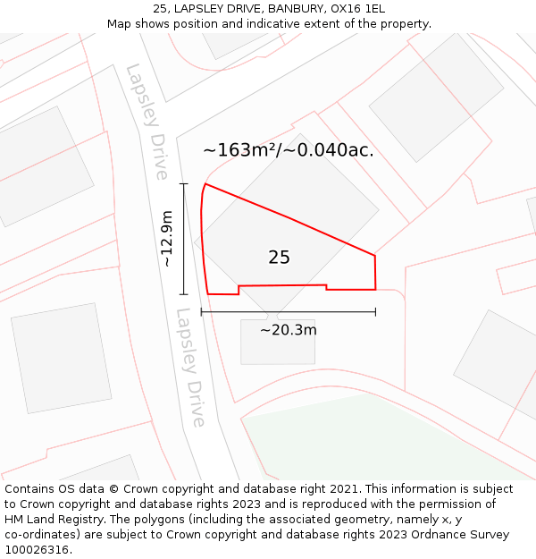 25, LAPSLEY DRIVE, BANBURY, OX16 1EL: Plot and title map