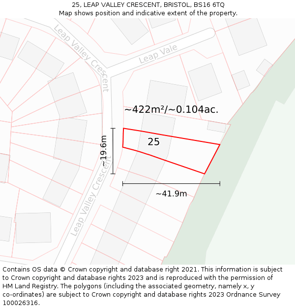 25, LEAP VALLEY CRESCENT, BRISTOL, BS16 6TQ: Plot and title map