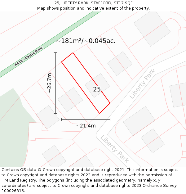 25, LIBERTY PARK, STAFFORD, ST17 9QF: Plot and title map