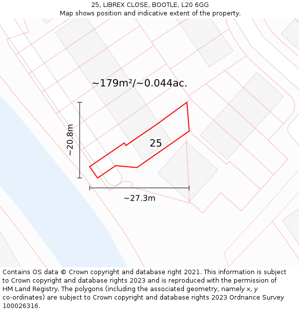 25, LIBREX CLOSE, BOOTLE, L20 6GG: Plot and title map