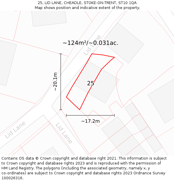 25, LID LANE, CHEADLE, STOKE-ON-TRENT, ST10 1QA: Plot and title map