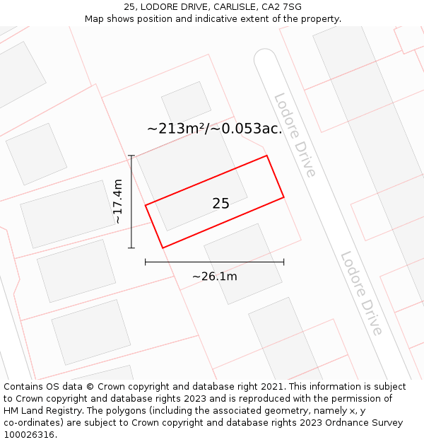 25, LODORE DRIVE, CARLISLE, CA2 7SG: Plot and title map