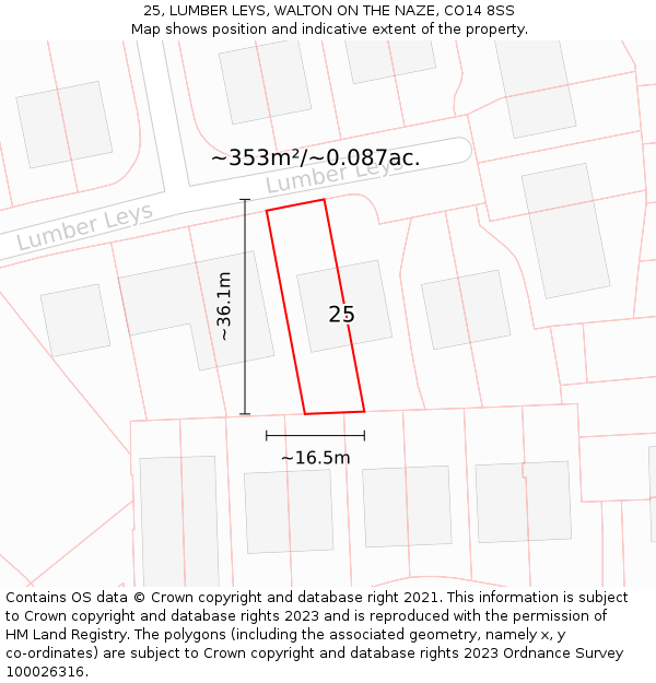 25, LUMBER LEYS, WALTON ON THE NAZE, CO14 8SS: Plot and title map
