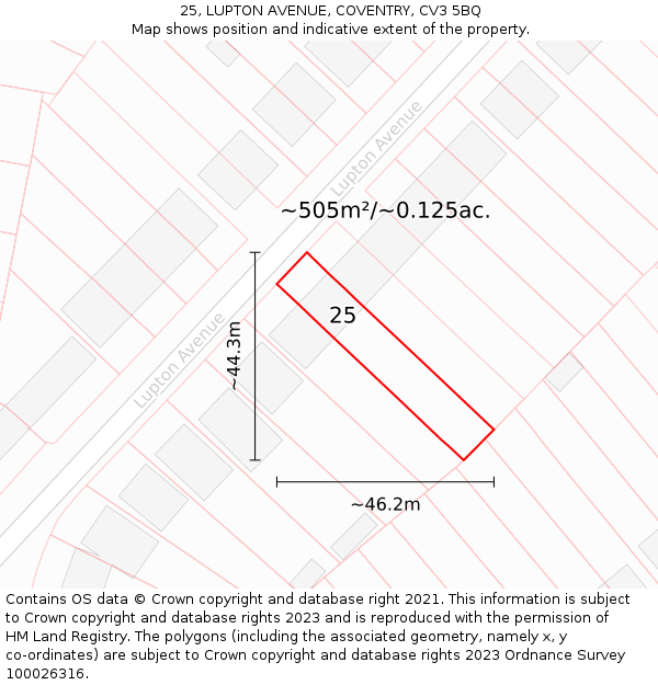 25, LUPTON AVENUE, COVENTRY, CV3 5BQ: Plot and title map