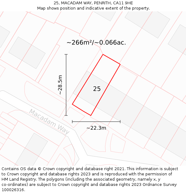 25, MACADAM WAY, PENRITH, CA11 9HE: Plot and title map