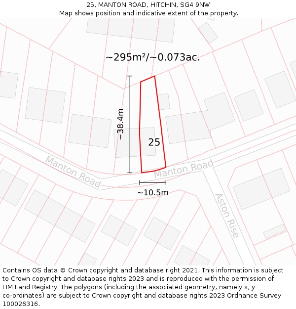25, MANTON ROAD, HITCHIN, SG4 9NW: Plot and title map