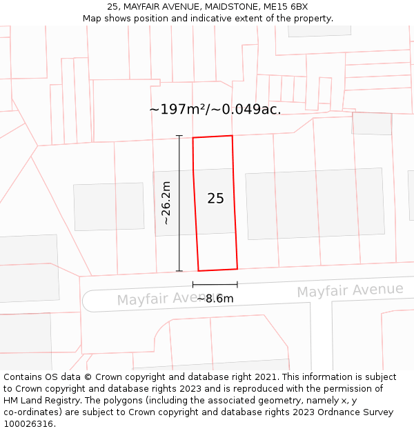 25, MAYFAIR AVENUE, MAIDSTONE, ME15 6BX: Plot and title map