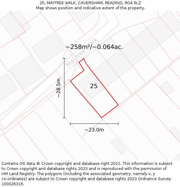 25, MAYTREE WALK, CAVERSHAM, READING, RG4 6LZ: Plot and title map