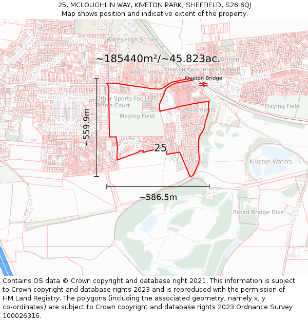 25, MCLOUGHLIN WAY, KIVETON PARK, SHEFFIELD, S26 6QJ: Plot and title map