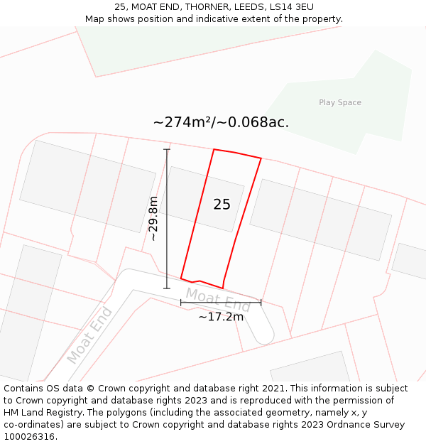25, MOAT END, THORNER, LEEDS, LS14 3EU: Plot and title map