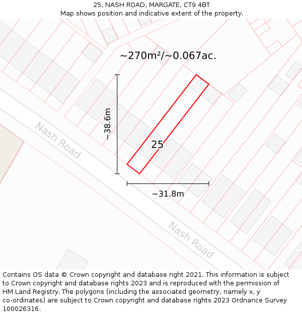25, NASH ROAD, MARGATE, CT9 4BT: Plot and title map