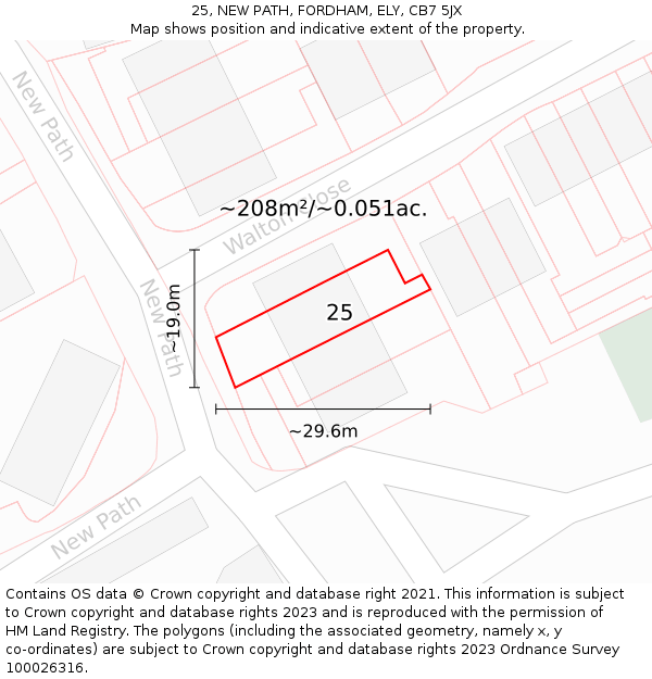25, NEW PATH, FORDHAM, ELY, CB7 5JX: Plot and title map