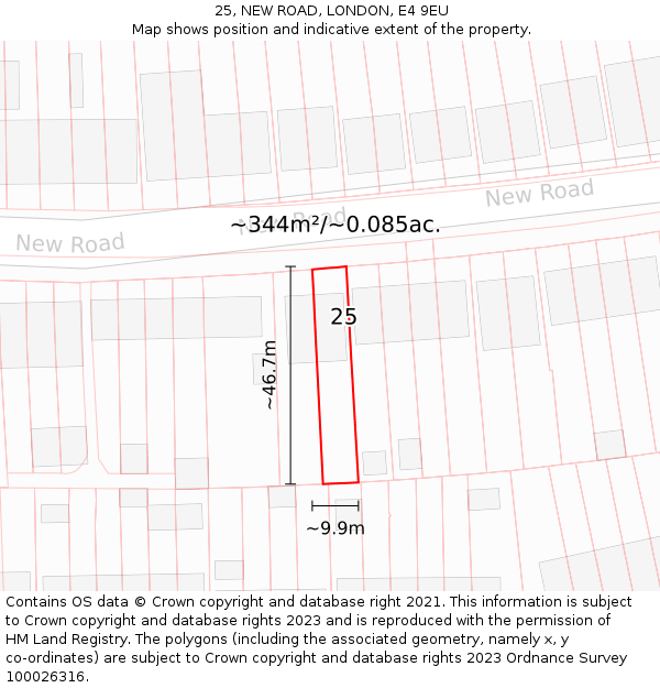 25, NEW ROAD, LONDON, E4 9EU: Plot and title map