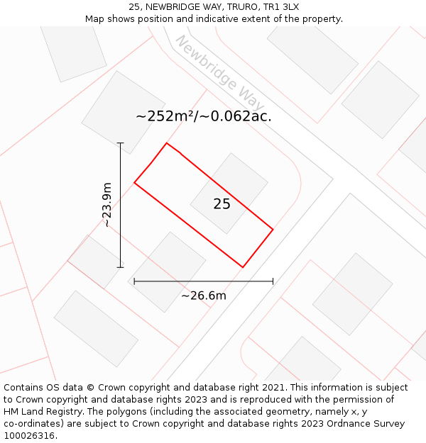 25, NEWBRIDGE WAY, TRURO, TR1 3LX: Plot and title map