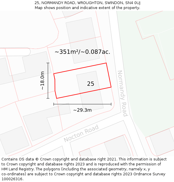 25, NORMANDY ROAD, WROUGHTON, SWINDON, SN4 0UJ: Plot and title map