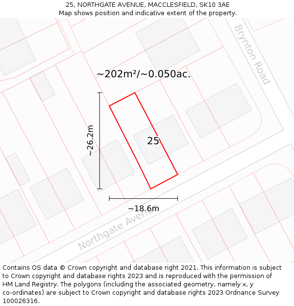 25, NORTHGATE AVENUE, MACCLESFIELD, SK10 3AE: Plot and title map