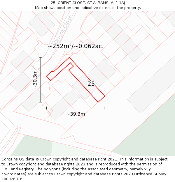 25, ORIENT CLOSE, ST ALBANS, AL1 1AJ: Plot and title map