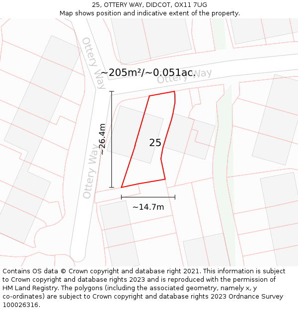 25, OTTERY WAY, DIDCOT, OX11 7UG: Plot and title map