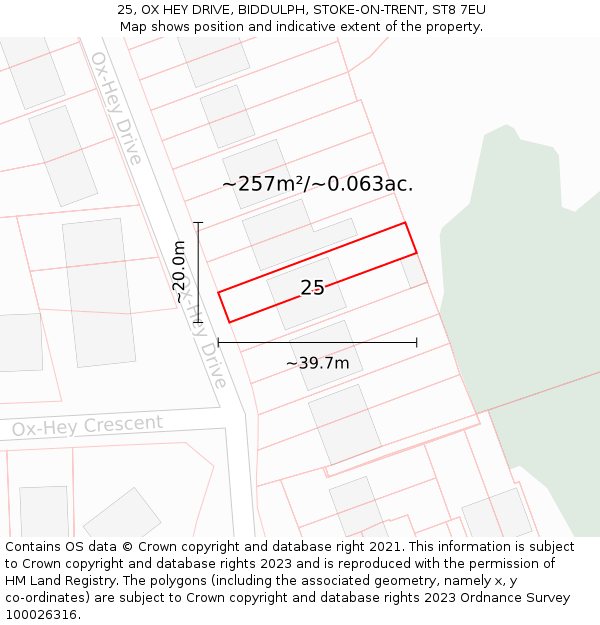 25, OX HEY DRIVE, BIDDULPH, STOKE-ON-TRENT, ST8 7EU: Plot and title map