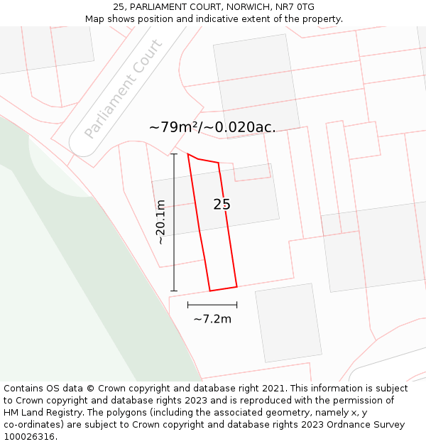 25, PARLIAMENT COURT, NORWICH, NR7 0TG: Plot and title map