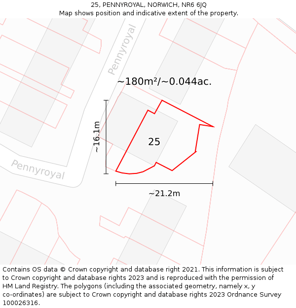 25, PENNYROYAL, NORWICH, NR6 6JQ: Plot and title map