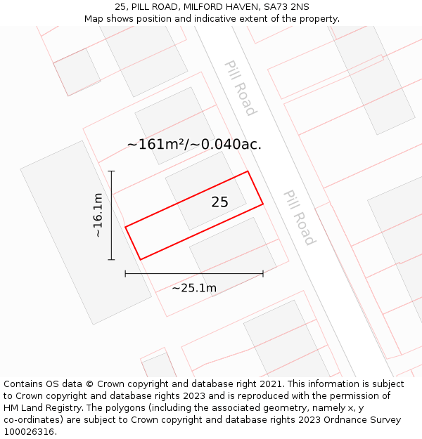 25, PILL ROAD, MILFORD HAVEN, SA73 2NS: Plot and title map
