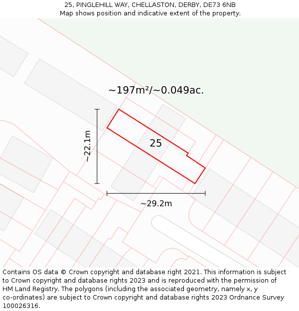 25, PINGLEHILL WAY, CHELLASTON, DERBY, DE73 6NB: Plot and title map