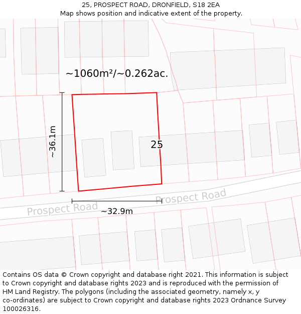25, PROSPECT ROAD, DRONFIELD, S18 2EA: Plot and title map
