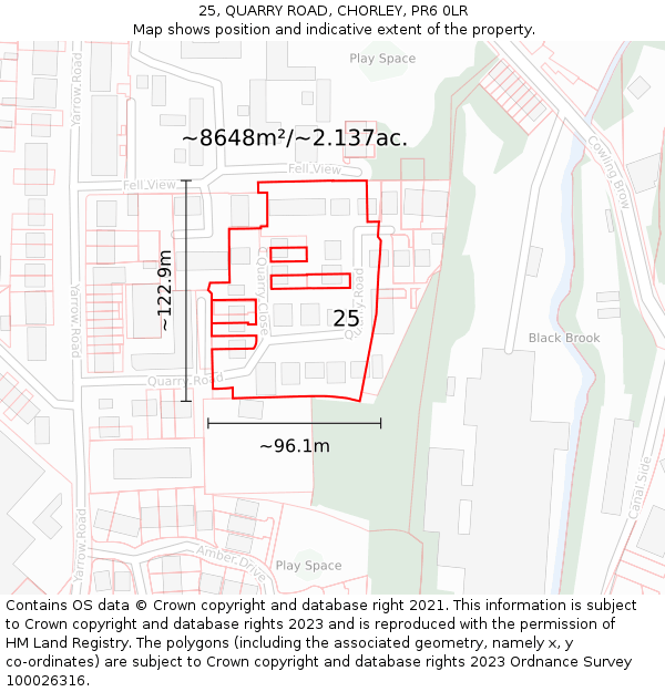 25, QUARRY ROAD, CHORLEY, PR6 0LR: Plot and title map