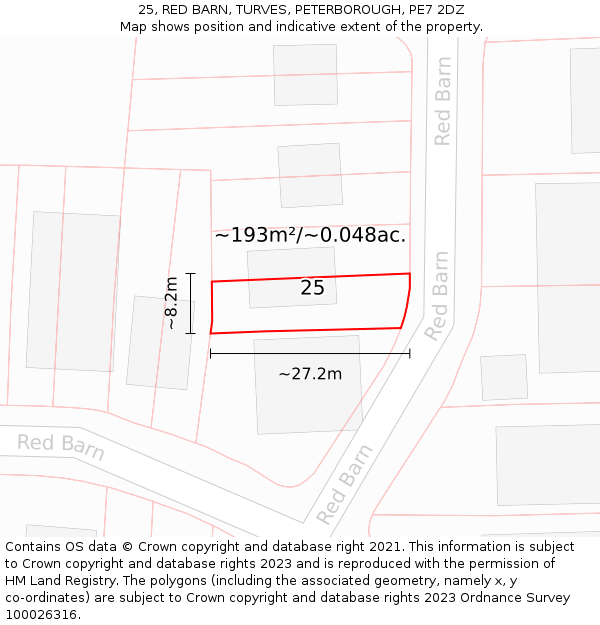 25, RED BARN, TURVES, PETERBOROUGH, PE7 2DZ: Plot and title map