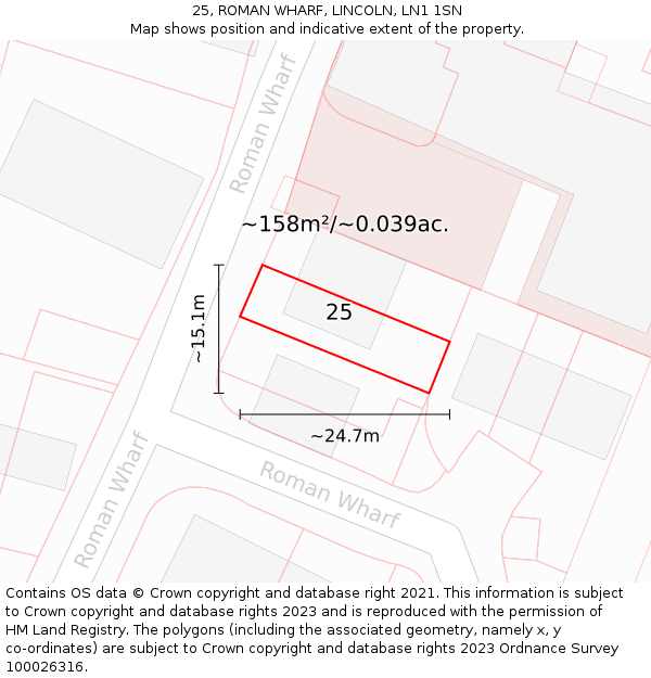 25, ROMAN WHARF, LINCOLN, LN1 1SN: Plot and title map