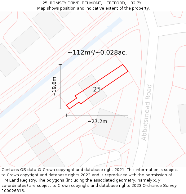 25, ROMSEY DRIVE, BELMONT, HEREFORD, HR2 7YH: Plot and title map