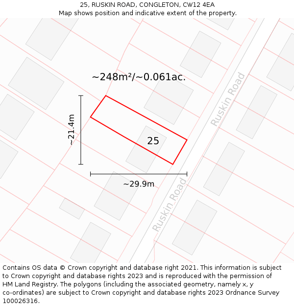 25, RUSKIN ROAD, CONGLETON, CW12 4EA: Plot and title map