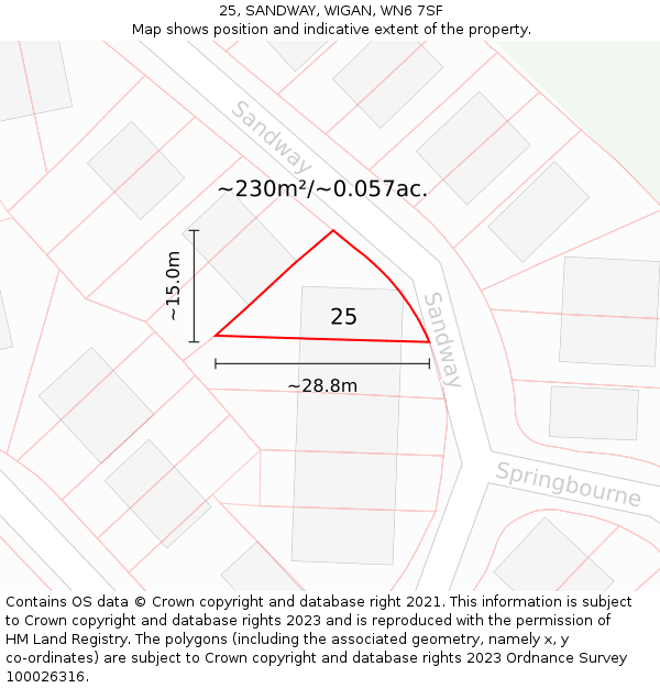 25, SANDWAY, WIGAN, WN6 7SF: Plot and title map