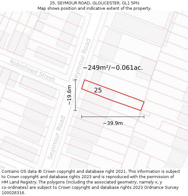 25, SEYMOUR ROAD, GLOUCESTER, GL1 5PN: Plot and title map