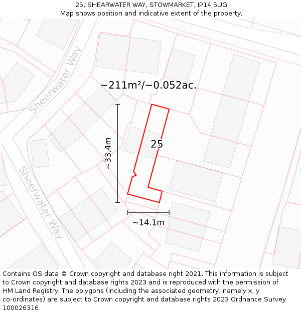 25, SHEARWATER WAY, STOWMARKET, IP14 5UG: Plot and title map